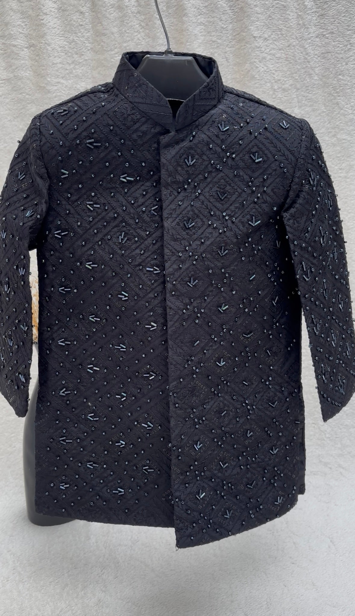 Black Sherwani Hand Worked
