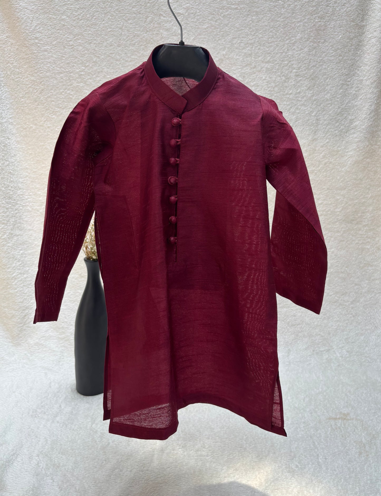 Maroon Self Sherwani Suit