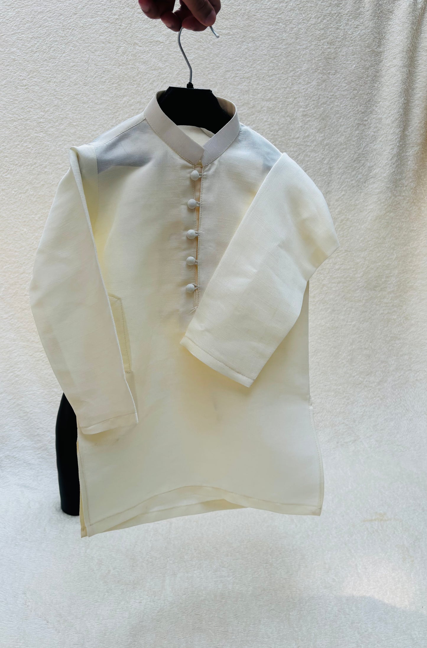 Cream Self Sherwani Suit