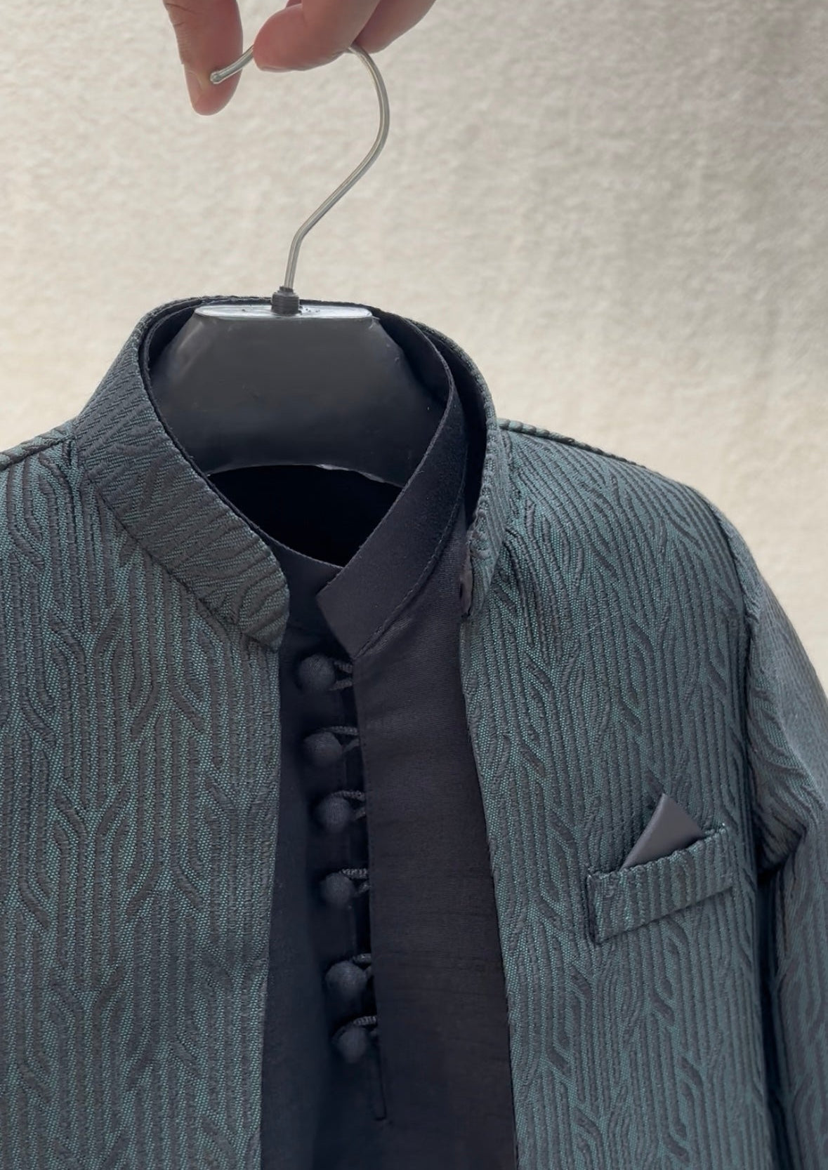 Green Self Sherwani Suit