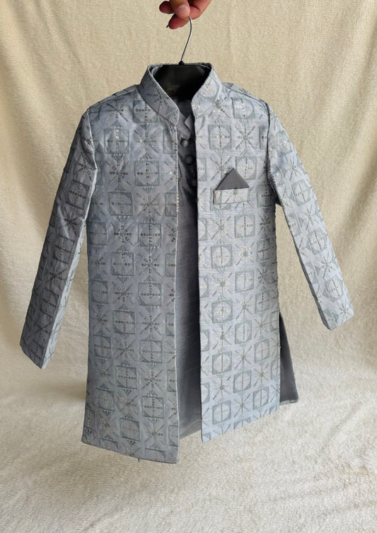 Soft Blue Embroidered Sherwani Suit