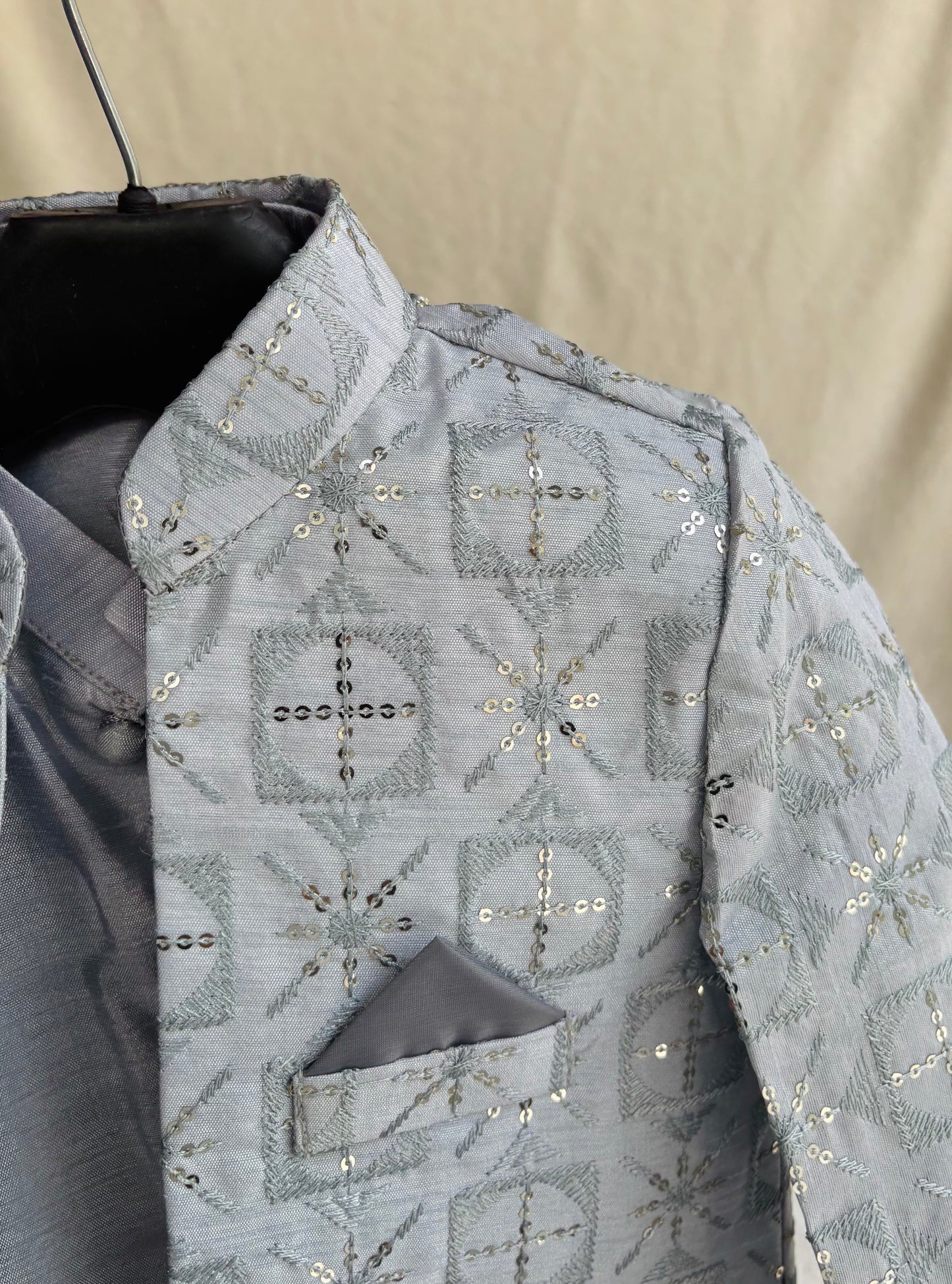 Soft Blue Embroidered Sherwani Suit