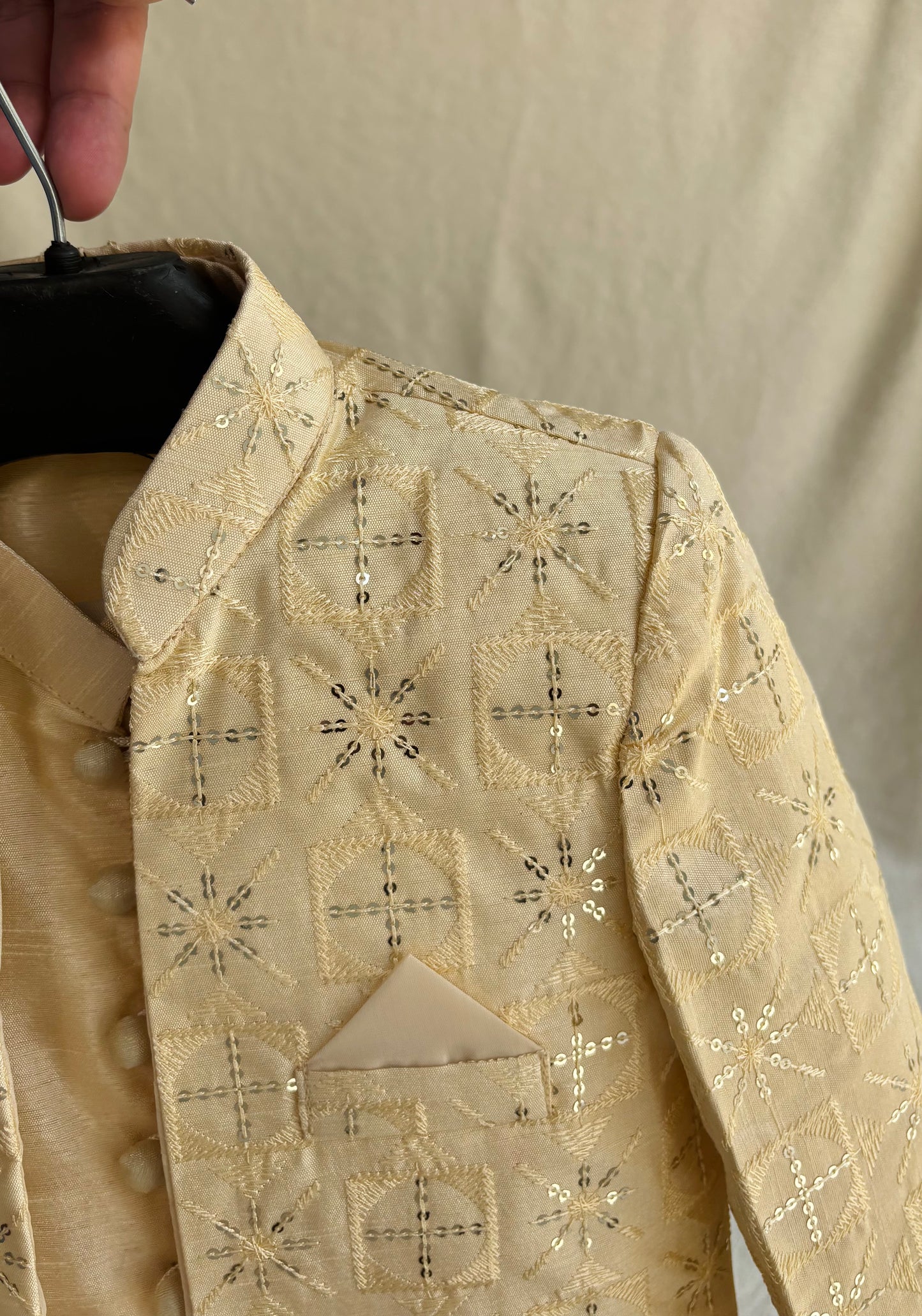Cream Embroidered Sherwani Suit
