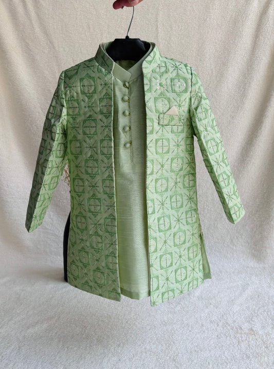 Pistachio Embroidered Sherwani Suit