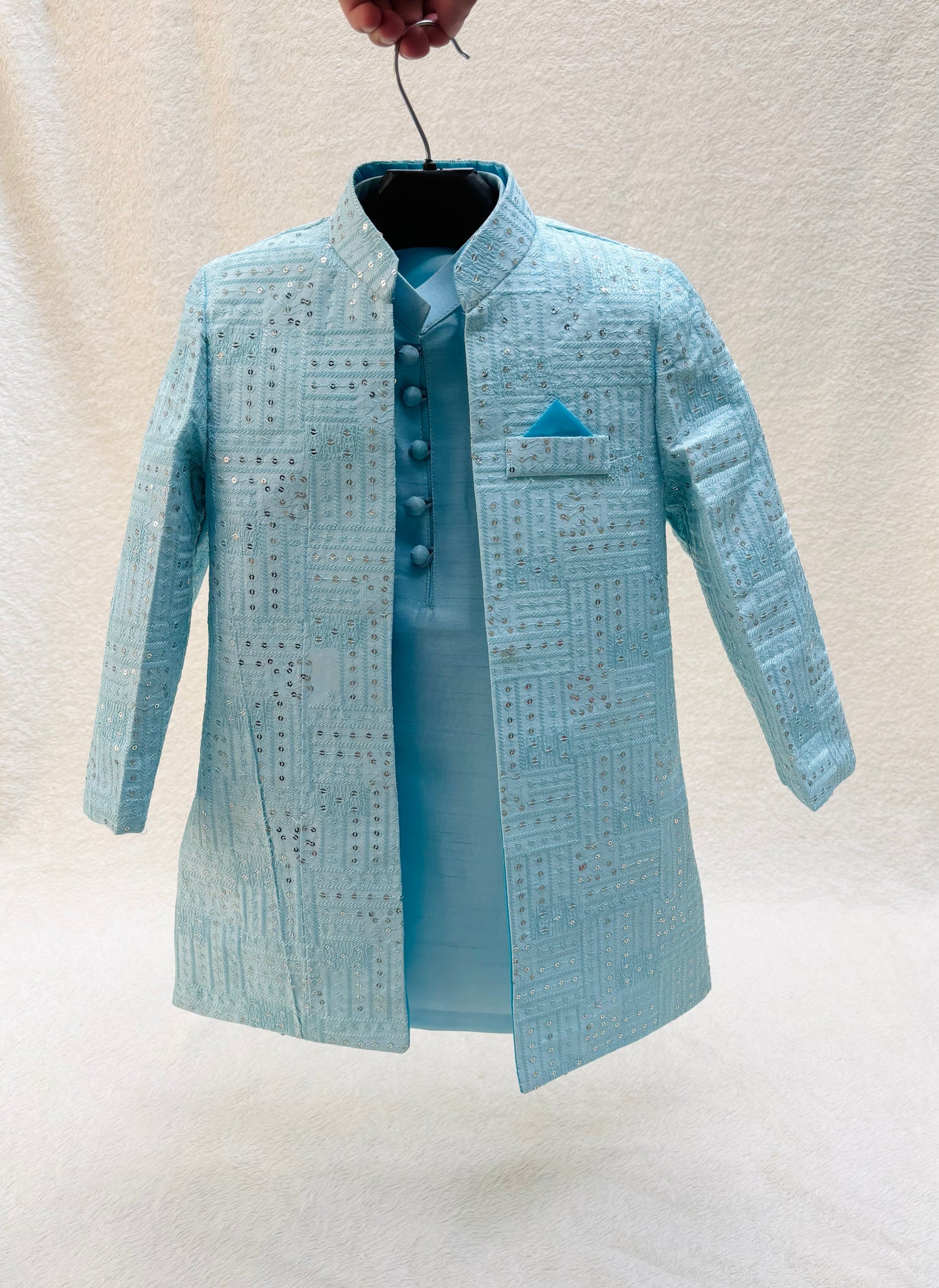 Light Blue Embroidered Sherwani Suit (101)