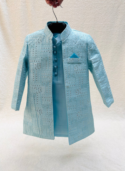 Light Blue Embroidered Sherwani Suit (101)