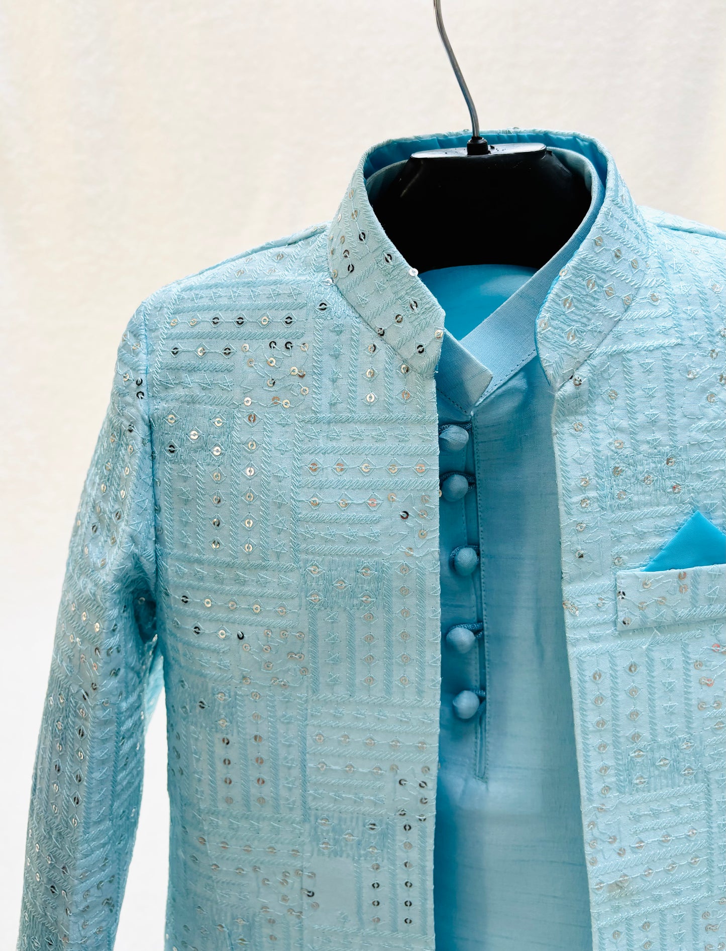 Light Blue Embroidered Sherwani Suit (101)