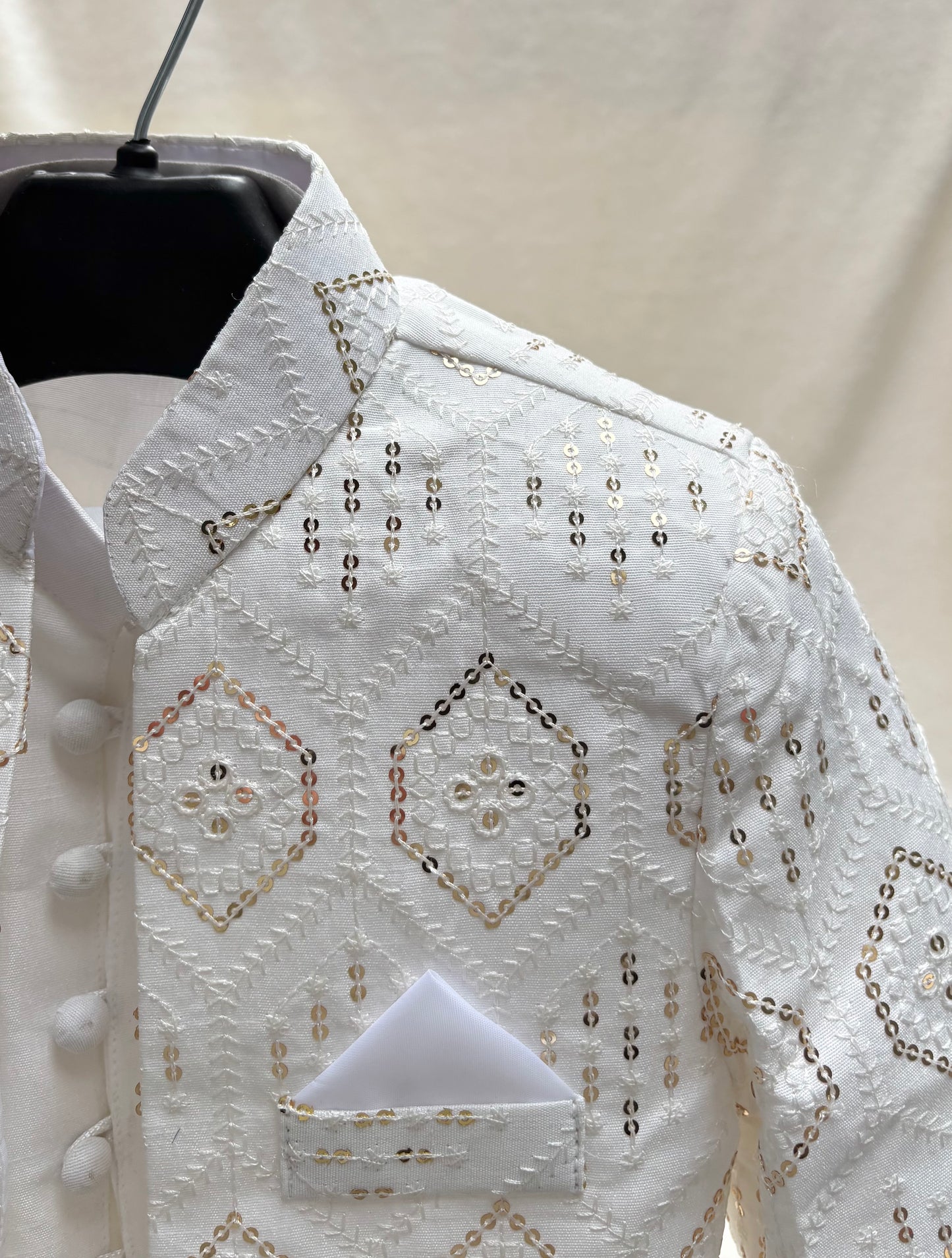 White Embroidered Sherwani Suit