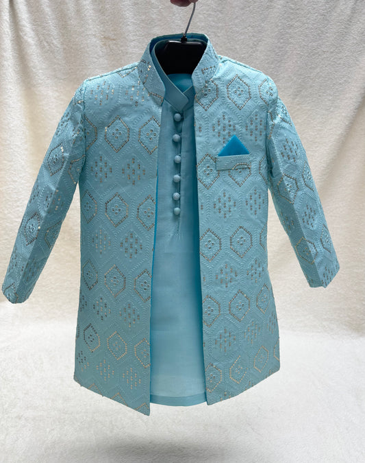 Light Blue Embroidered Sherwani Suit (102)