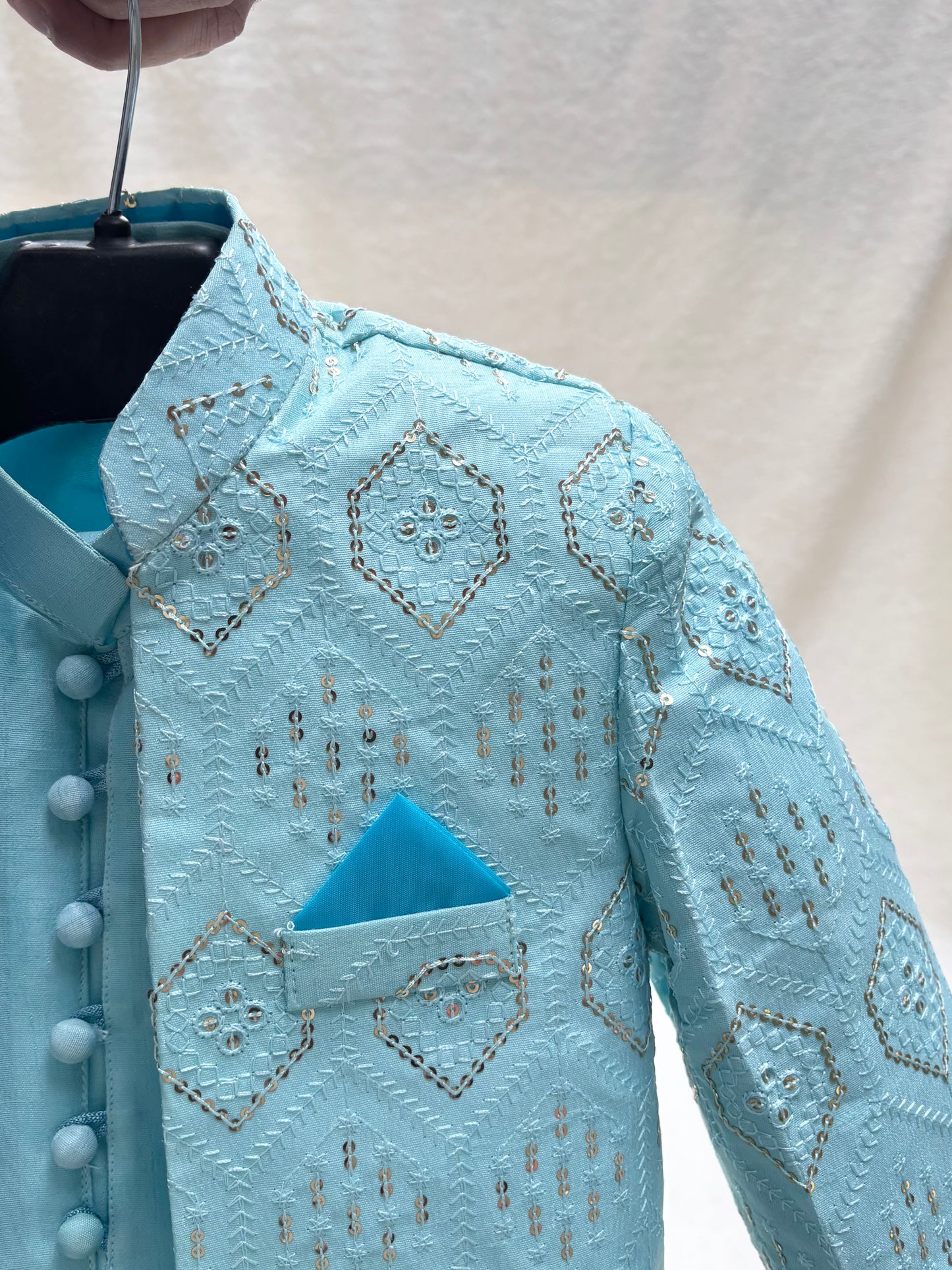 Light Blue Embroidered Sherwani Suit (102)
