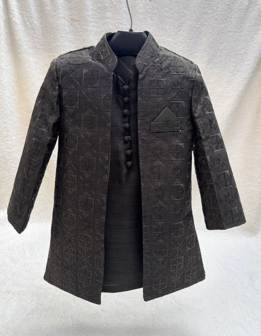Dark Mehandi Embroidered Sherwani Suit (101)