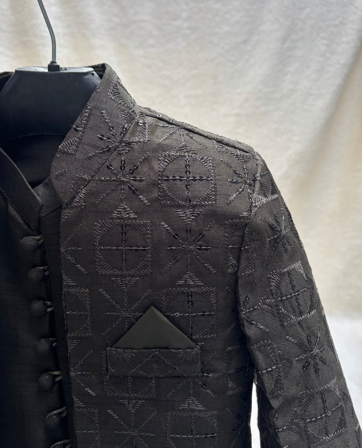 Dark Mehandi Embroidered Sherwani Suit (101)