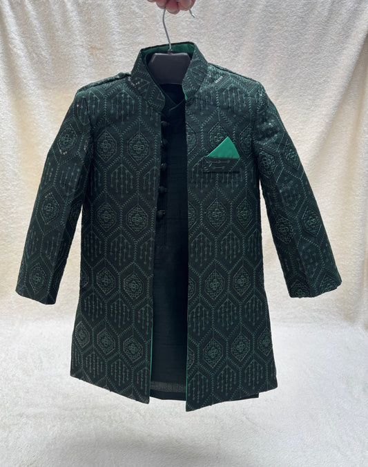 Green Embroidered Sherwani Suit (102)