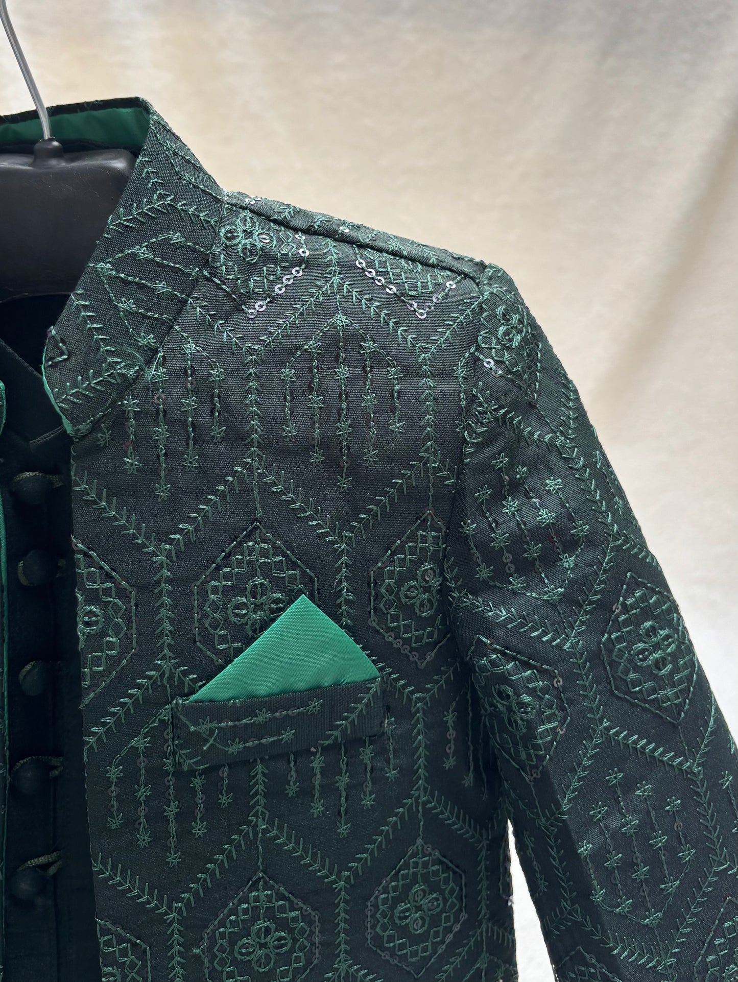 Green Embroidered Sherwani Suit (102)