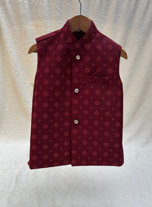 Maroon Self Waistcoat