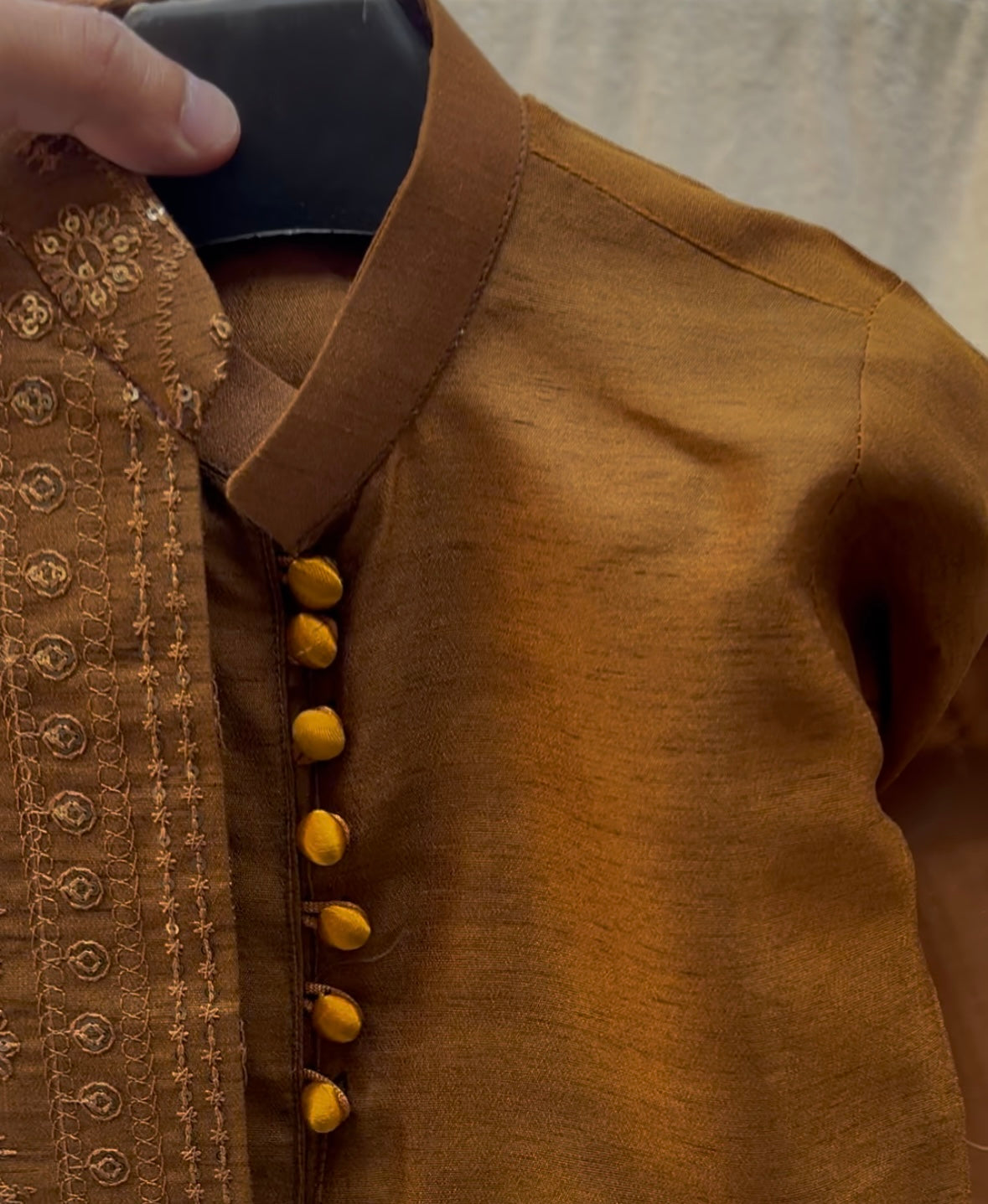 Rust Embroidered Sherwani Suit