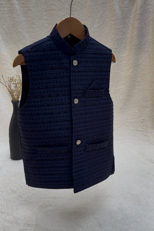 Blue Embroidered Waistcoat