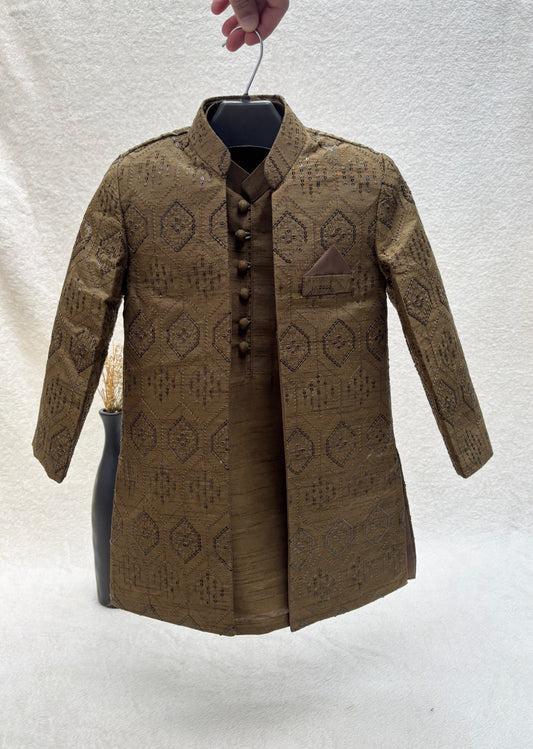 Mehandi Embroidered Sherwani Suit (103)