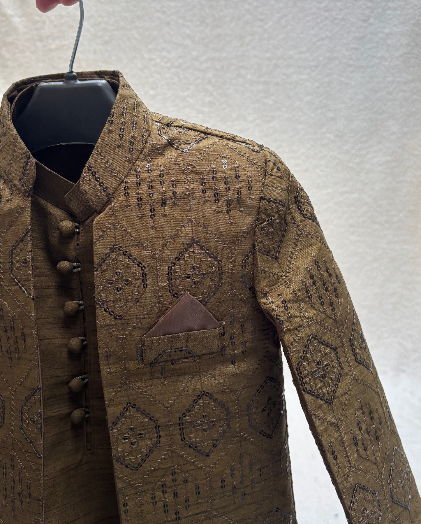 Mehandi Embroidered Sherwani Suit (103)