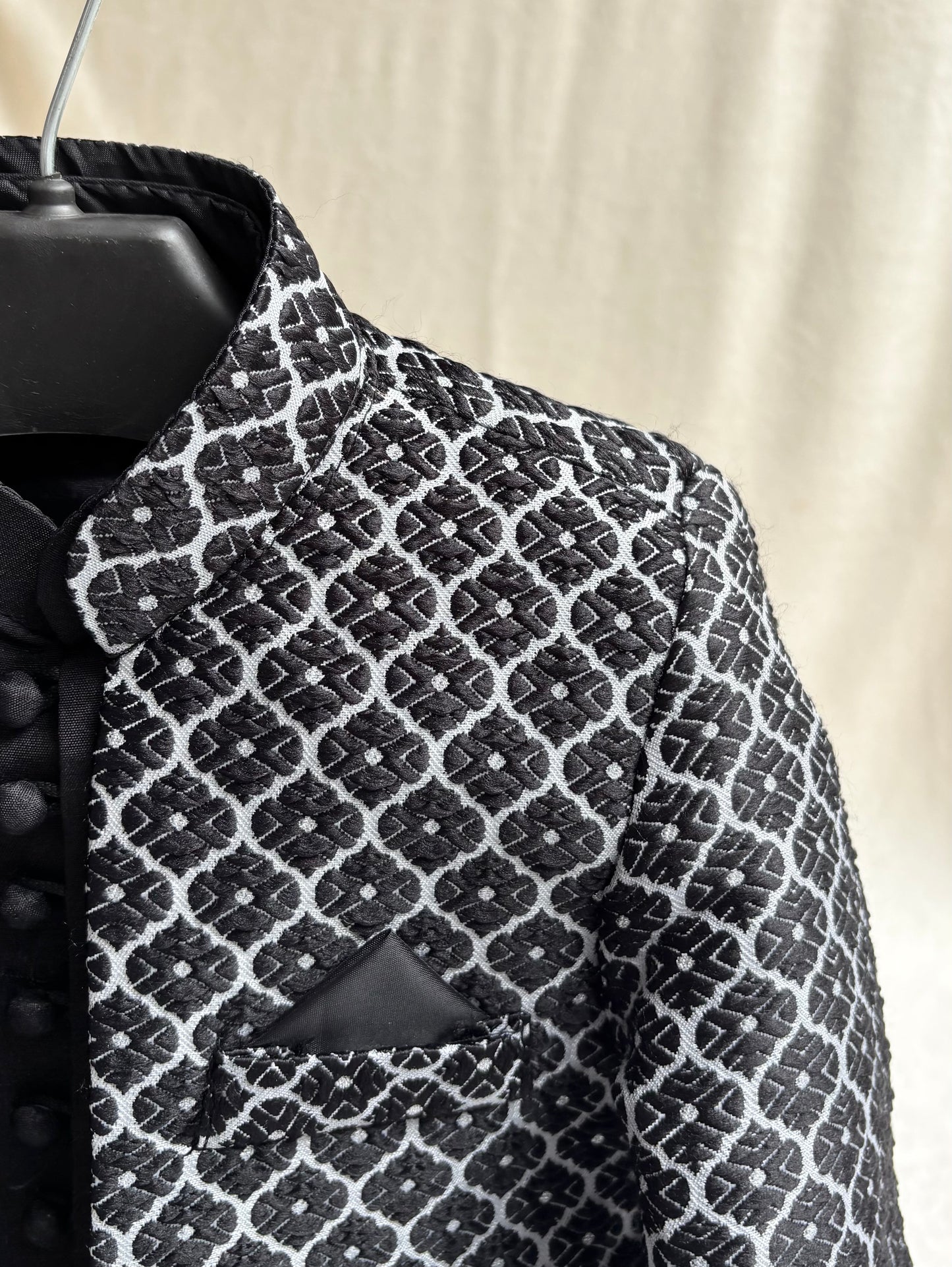 Black Motif Double Layer Sherwani Suit