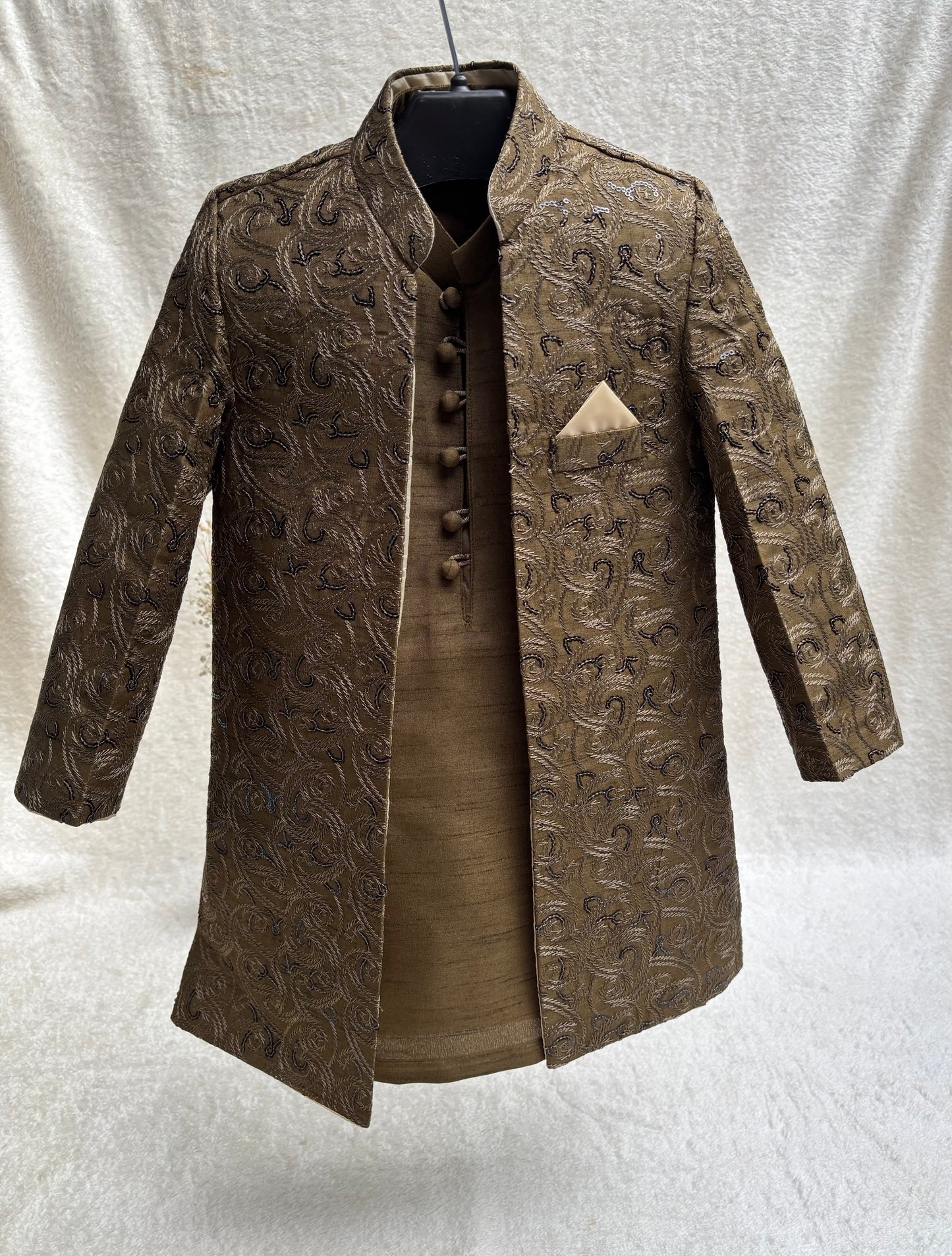 Mehandi Embroidered Sherwani Suit (104)