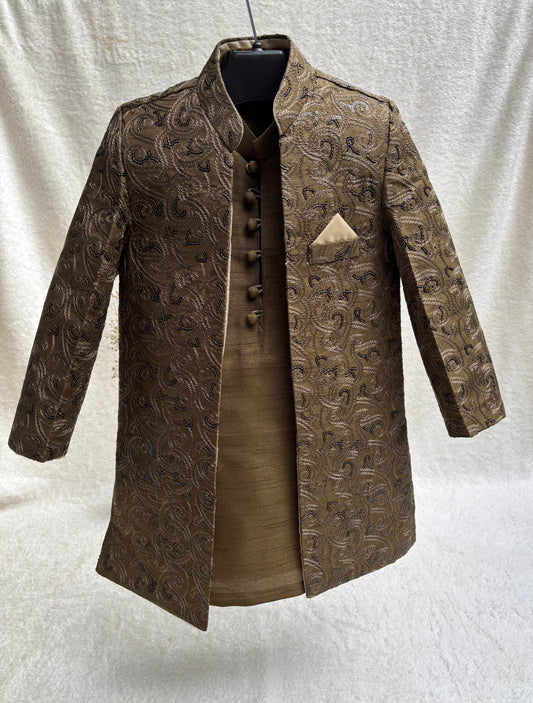 Mehandi Embroidered Sherwani Suit (104)