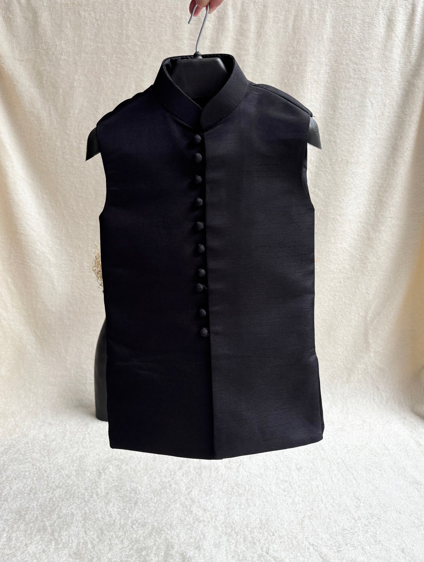 Black Motif Double Layer Sherwani Suit