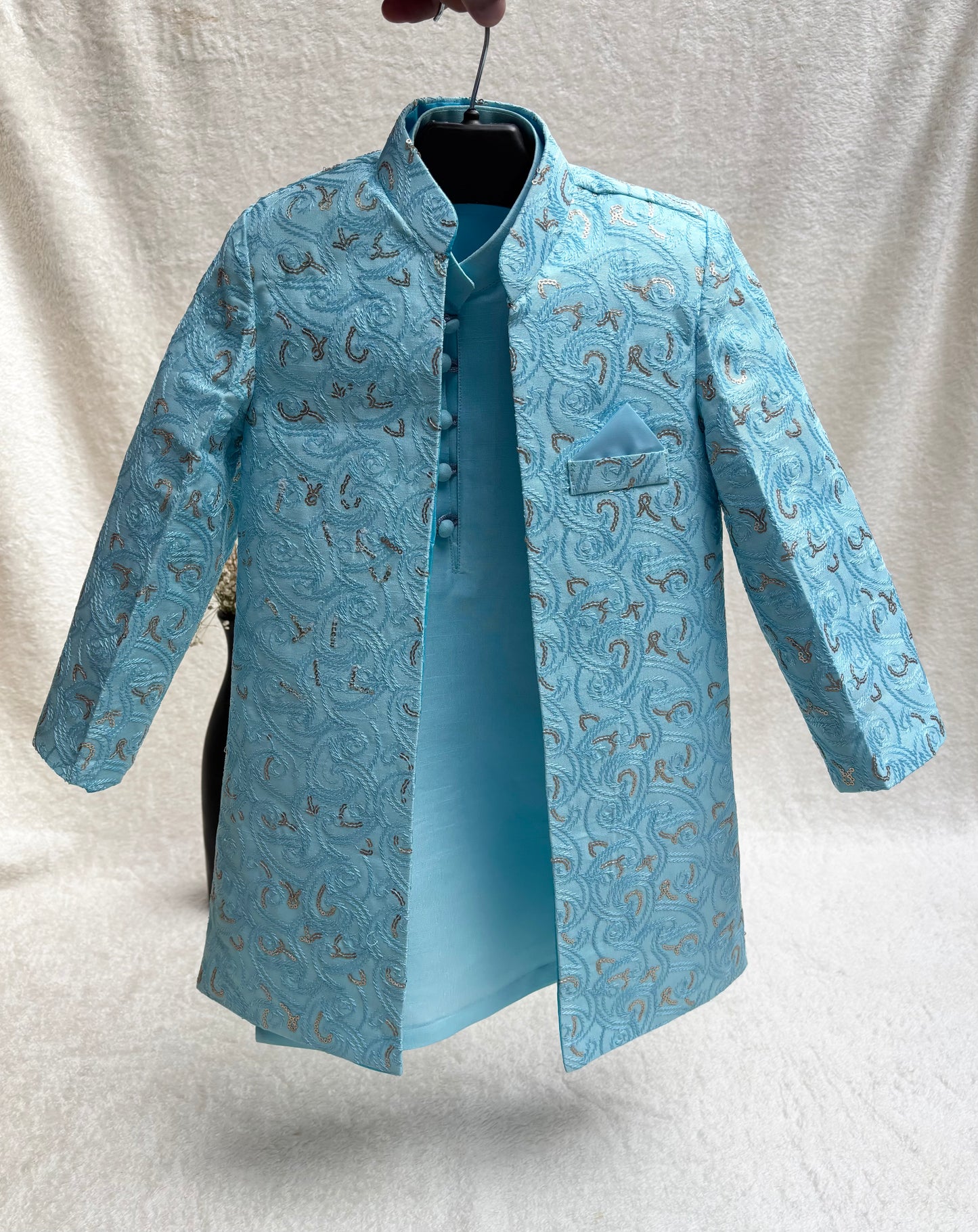 Light Blue Embroidered Sherwani Suit (103)