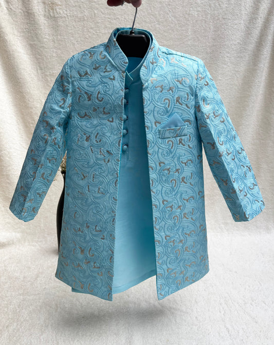 Light Blue Embroidered Sherwani Suit (103)