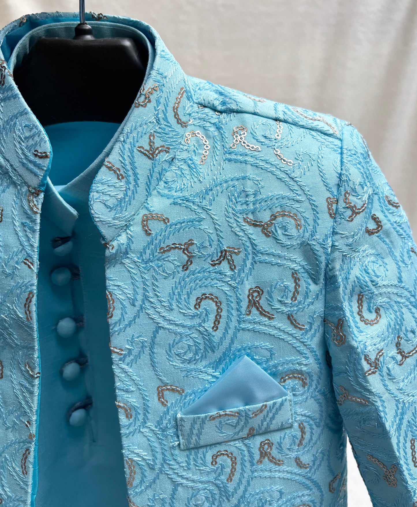 Light Blue Embroidered Sherwani Suit (103)