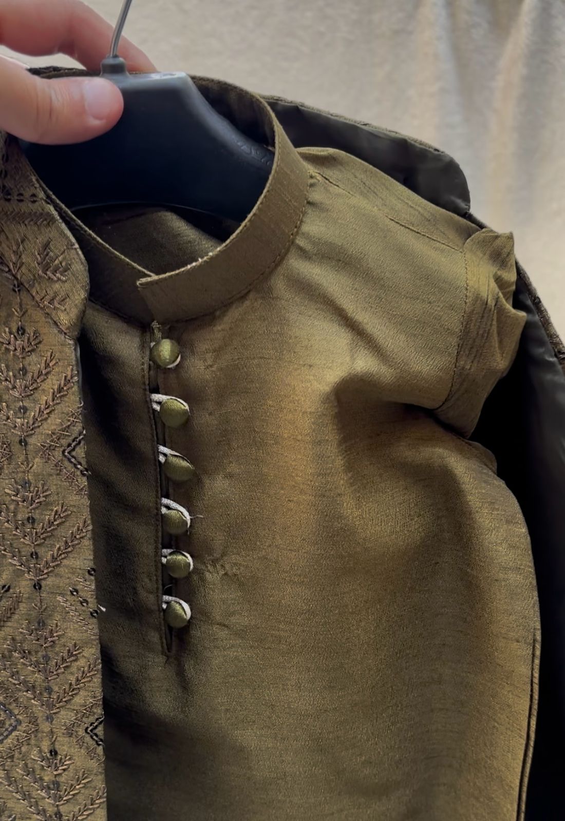 Mehandi Green Embroidered Sherwani Suit